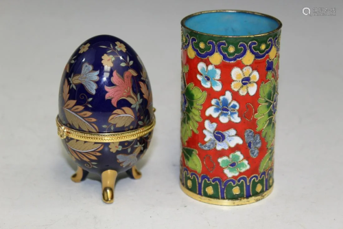 Two Chinese Enameled Items