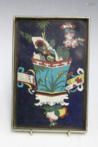 Chinese Cloisonne Baitong Tea Tray