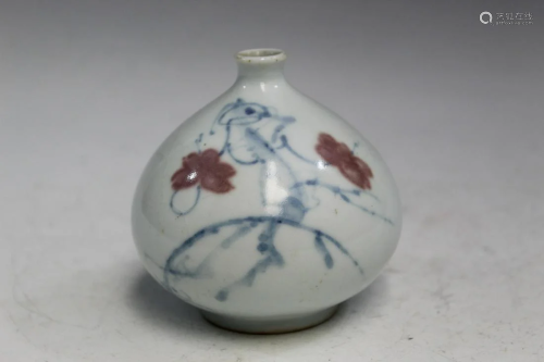 Korean Blue and White Underglaze Red Decorated Porcelain Oil...