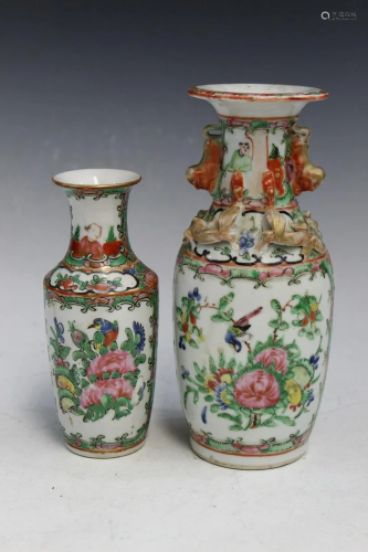 Two Chinese Rose Medallion Porcelain Vases