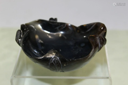 Chinese Carved Black Agate Brush Washer