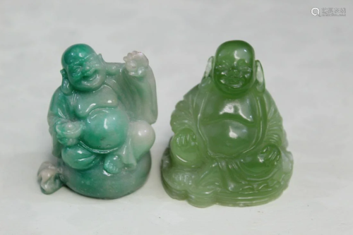 Two Chinese Laughing Buddha Statues