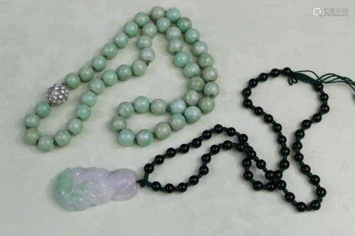 Two Chinese Jadeite Necklaces