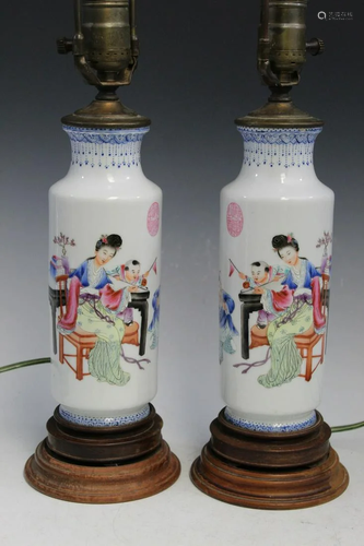 Pair of Chinese Porcelain Vase Lamps