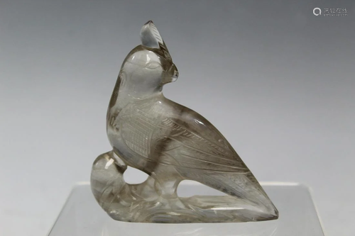 Chinese Carved Rock Crystal Bird Statue