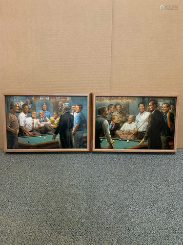 Signed Andy Thomas Set of Presidents Playing Pool, "Cal...