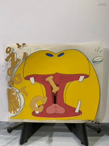 Vintage original hand painted cel of "Alpha-bits Hippo&...