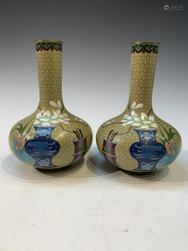 Pair of Chinese Cloisonne Vases