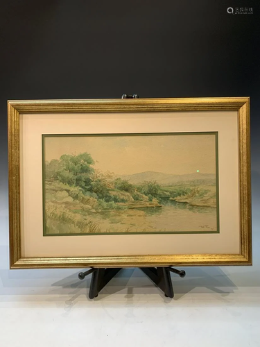 Framed original watercolor painting by Burt L. Roys (1895)