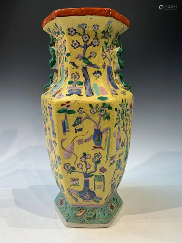 Chinese Famille Jaune Double Vase