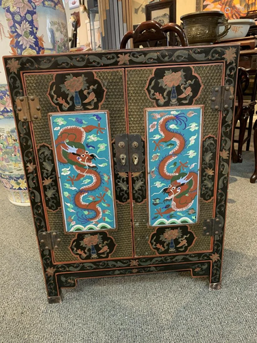 Chinese Export Lacquer Cabinet-Dragons