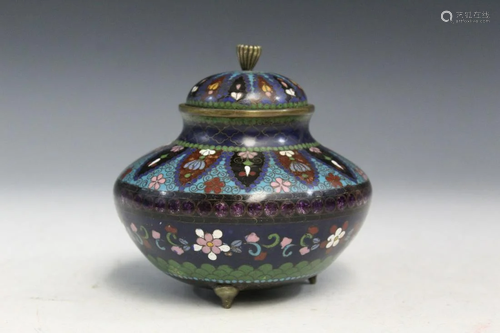 Japanese Cloisonne Covered Urn.