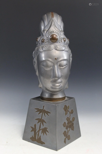 Chinese Pewter Bust