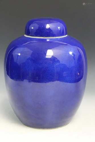 Chinese Powder Blue Glaze Porcelain Jar, Kangxi mark.