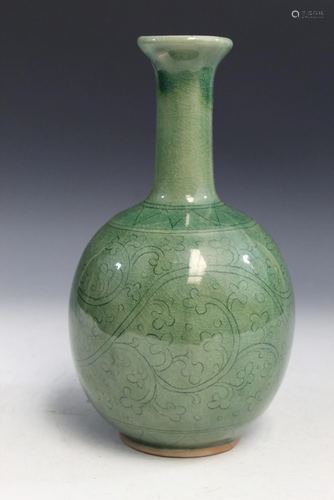 Chinese Green Glaze Pottery Vase