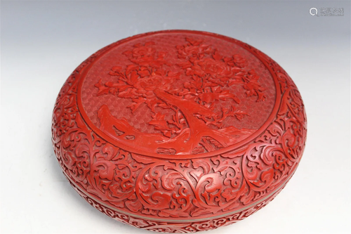 Chinese Carved Cinnabar Lacquer Box