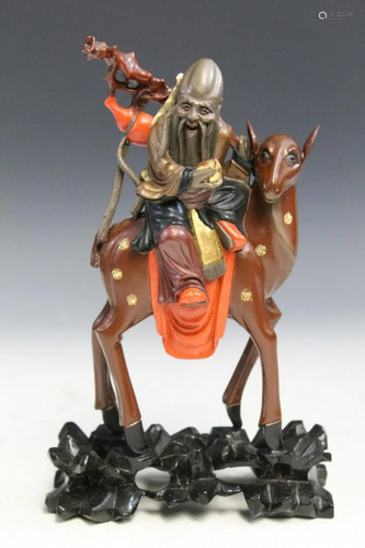 Chinese Lacquered Shoulao Statue