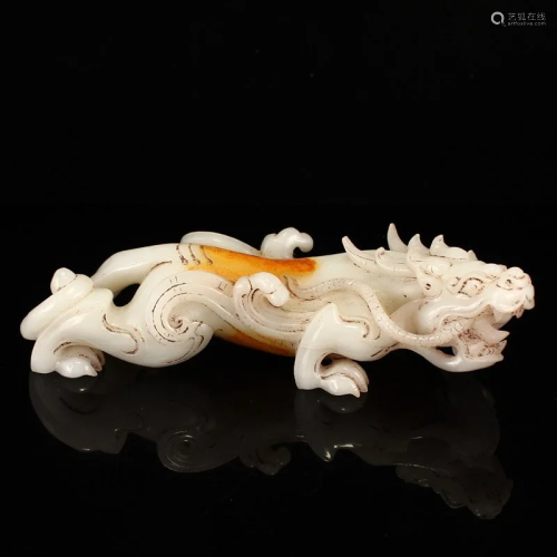 Vintage Chinese Hetian Jade Divine Beast Statue
