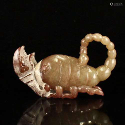 Vintage Chinese Hetian Jade Scorpion Statue