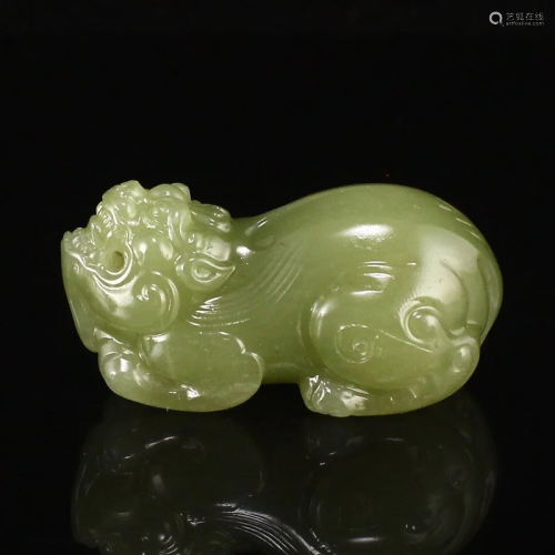 Chinese Natural Hetian Jade Fortune Pixiu Pendant