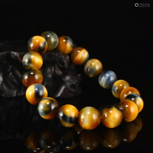 Beautiful 12 MM Natural Tiger-eye Beads Bracelet