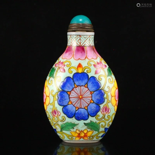 Vintage Chinese Famille Rose Peking Glass Vintage Chinese Fa...