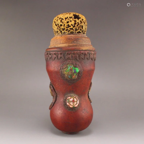 Vintage Gourd Inlay Gem Cricket Pot