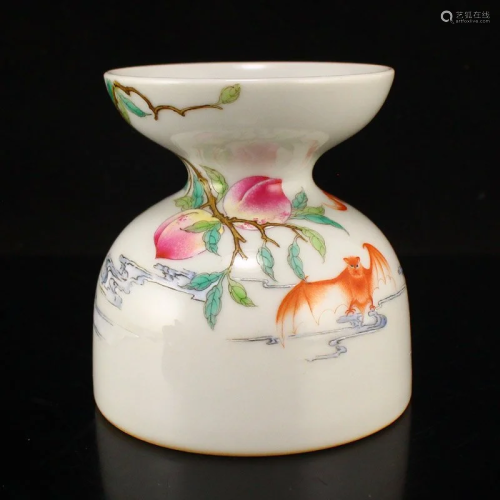Famille Rose Bat & Peach Design Porcelain Vase