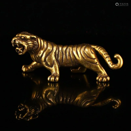 Vivid Chinese Brass Tiger Statue