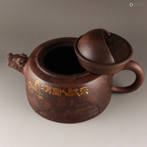 Chinese Yixing Zisha Clay Teapot w Artist Signed