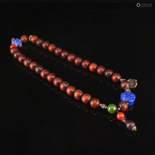 10 MM Chinese Zitan Wood & Jade Beads Bracelet