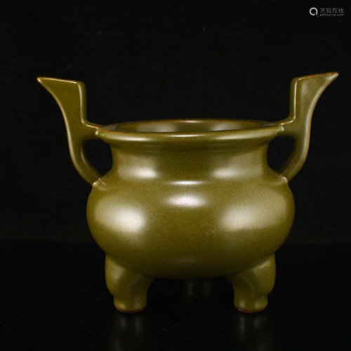 Tea Dust Glaze Double Ears Porcelain Incense Burner