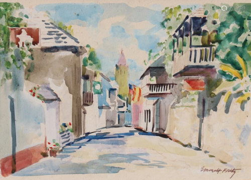 Emmett Fritz (Florida, 1917 - 1995) Watercolor
