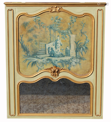 Antique French Trumeau, Chinoiserie Painting