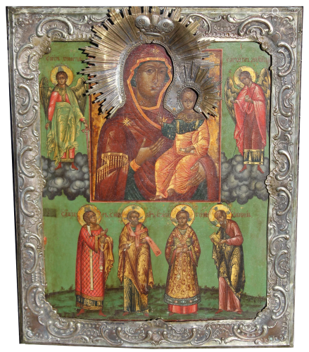 Antique Hand Painted Russian Icon, Hodgitria