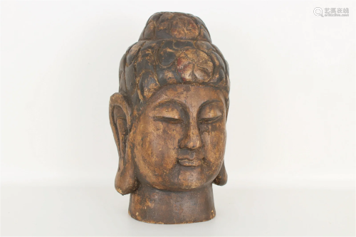 Antique Carved Wood Guanyin Head