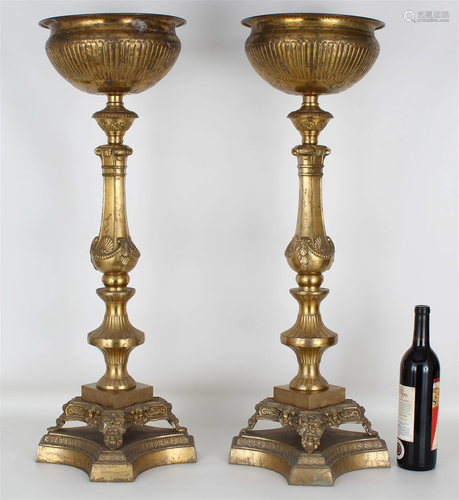 Pair, Regency Style Brass Jardinieres