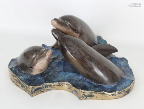 Robert Wyland "Dolphin Treaty" Bronze