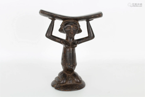 Luba Ppls Caryatid Neckrest - Central Africa