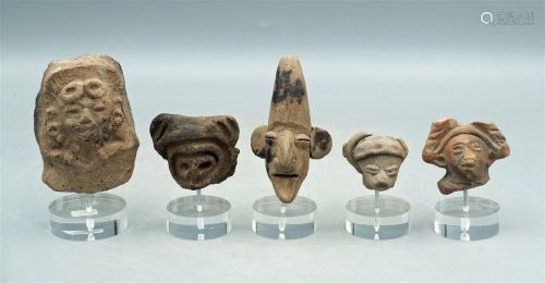 (5) Pre-Columbian Heads, ca. 200 BC - 1500 AD