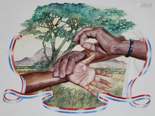 Brian Sanders (B. 1937) Medical Assistance, Africa