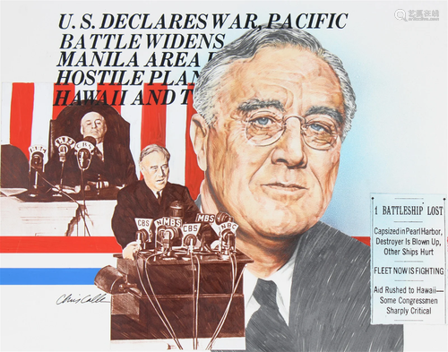 Chris Calle (B. 1961) "US Declares War on Japan"