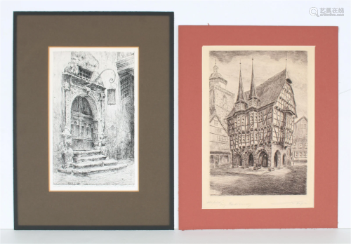 Collection of (2) Etchings