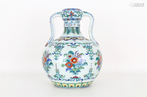 Chinese famille rose zun-form vase