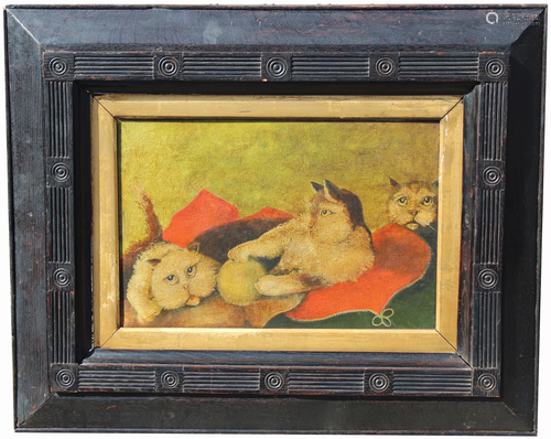 Early American School Painting of Cats