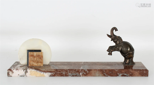 Art Deco Elephant Card Holder, Marble Base