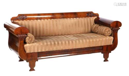 Mahogany veneer Biedermeier sofa