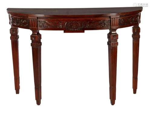 Demi lune wall table with carved frieze in Louis Seize style
