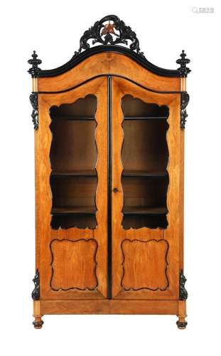 Mahogany veneer 2-door Biedermeier bookcase