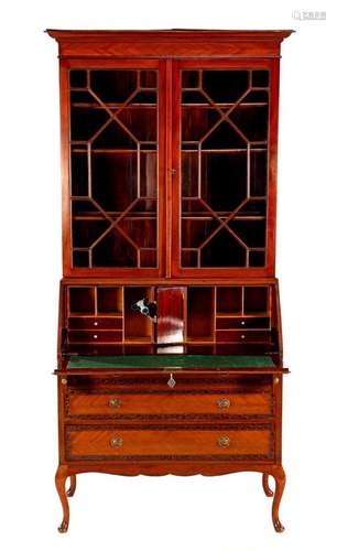 English walnut veneer on oak 2-piece flap desk